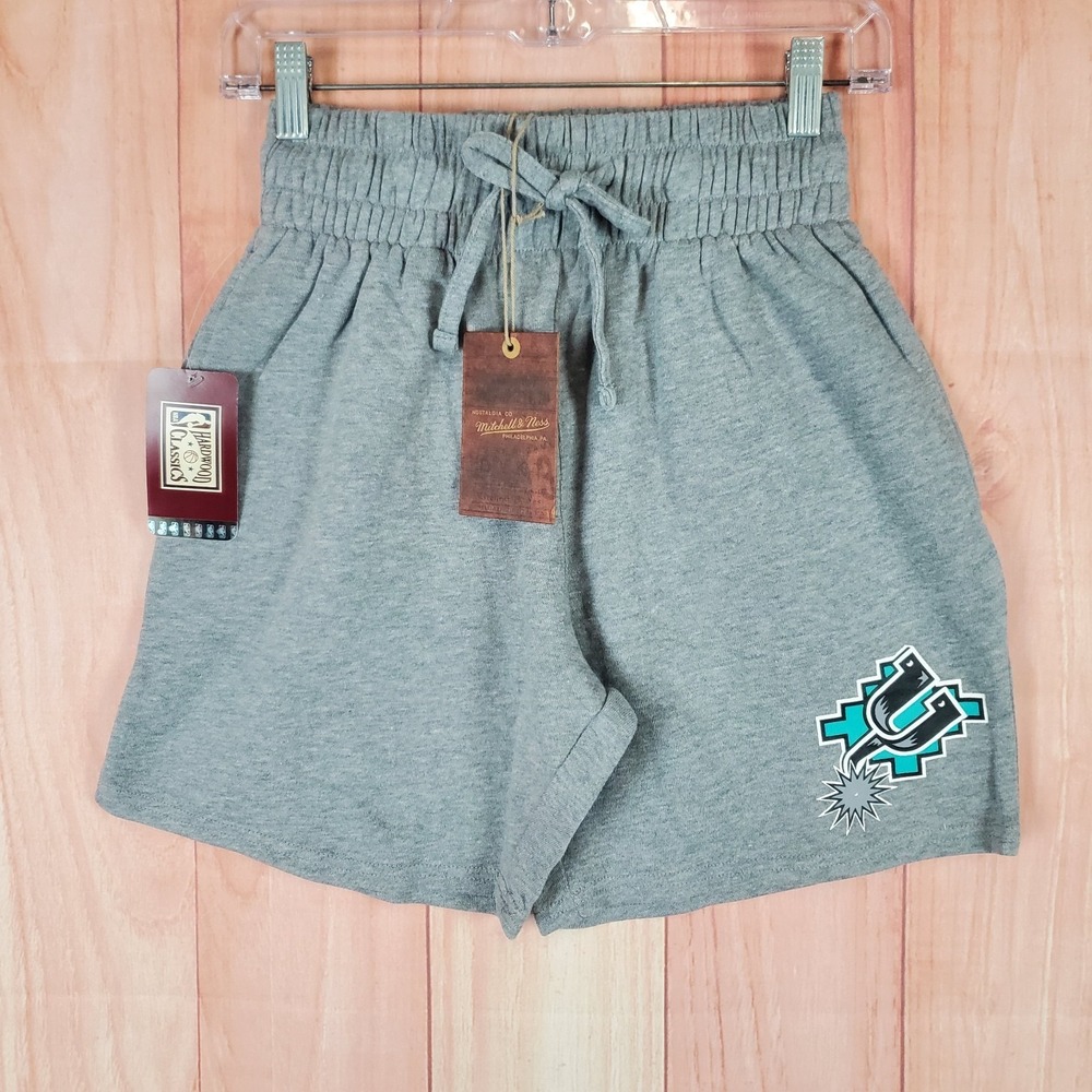 San Antonio Spurs Shorts Womens Small Heather Gray Mitchell & Ness Basketball